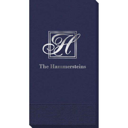 Pick Your Single Initial Monogram with Text Guest Towels